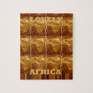 Puzzle Maravilloso diseño dorado de mapa africano impreso