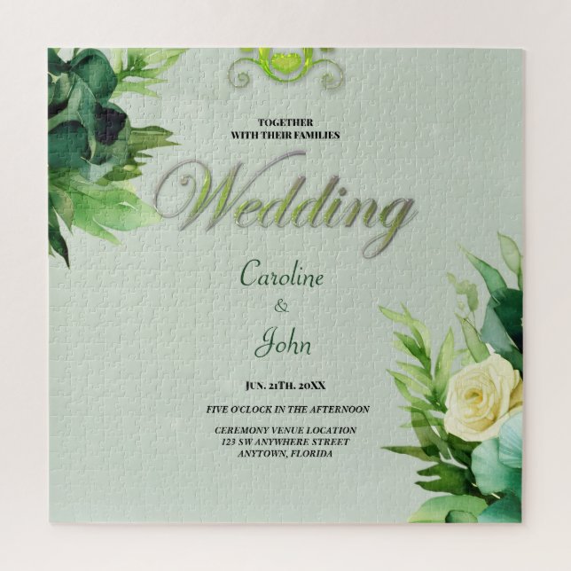 Puzzle Maravilloso diseño floral verde. (Vertical)