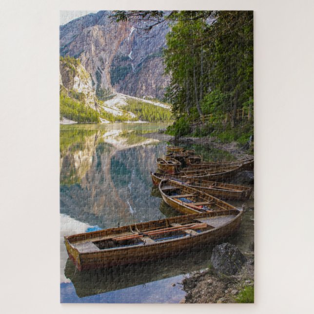 Puzzle Maravilloso paisaje del lago Braies, Italia (Vertical)