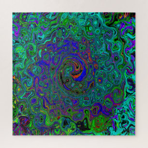 Puzzle Marble azul y acuamarina Resumen Swirte retro