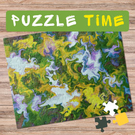 Puzzle Marbling Art Abril amarillo verde - difícil