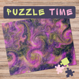 Puzzle Marbling Art Agosto giros verdes rosados - difícil