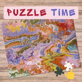 Puzzle Marbling Art Colorful Flow naranja violeta