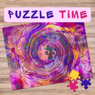 Puzzle Marbling Art Junio espiral rosa rosada - difícil