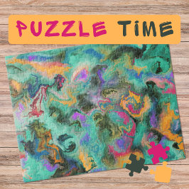 Puzzle Marbling Art March naranja turquesa rosa -
