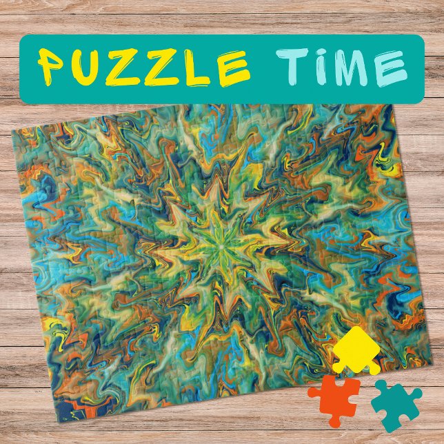 Puzzle Marbling Art Noviembre amarillo verde azulado - di (Subido por el creador)