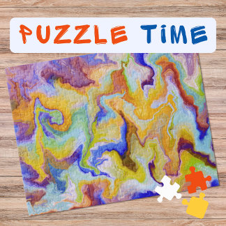 Puzzle Marbling Art Septiembre amarillo azul - difícil