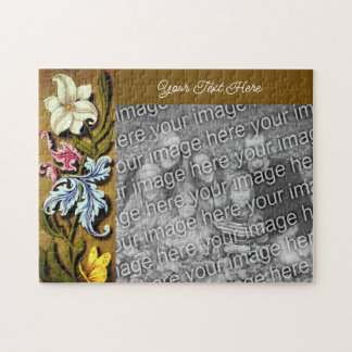 Puzzle Marco de borde floral personalizado Añadir la foto