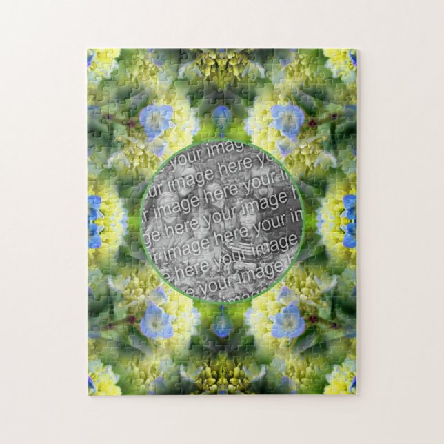 Puzzle Marco de flor azul Hydrangea Crea tu propia foto (Vertical)