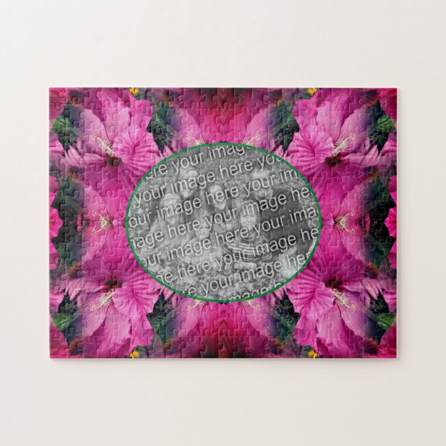 Puzzle Marco De Flor Rosa Hibiscus Crea Tu Propia Foto (Horizontal)