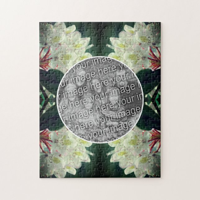 Puzzle Marco de flores de azalea blanca Añadir tu foto (Vertical)