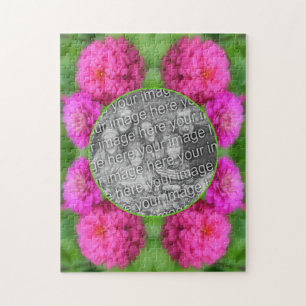 Puzzle Marco de flores rosadas de zinnia crea tu propia f