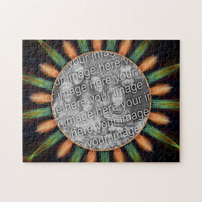 Puzzle Marco De Resumen Verde Y naranja Añadir La Foto (Horizontal)