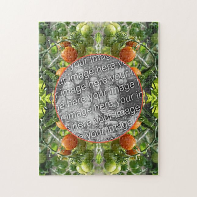 Puzzle Marco de tomates de cerezo de jardín añada tu prop (Vertical)