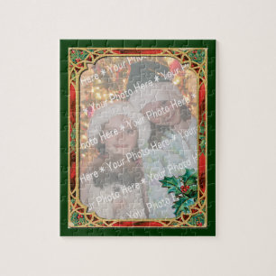Puzzle Marco de vidrio manchado Add-A-Photo con hojas hol