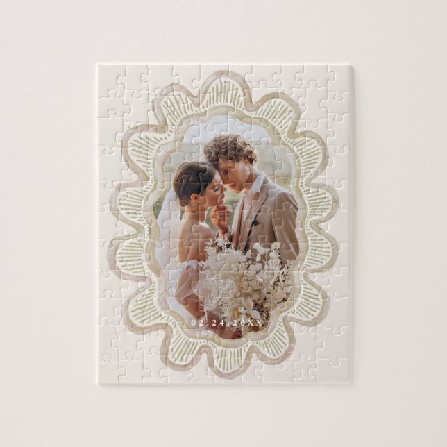 Puzzle Marco fotográfico de vieiras de color beige pintad (Vertical)