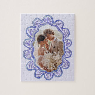 Puzzle Marco fotográfico ovalado de vieira azul pintado a