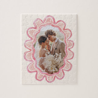 Puzzle Marco fotográfico ovalado de vieira rosa pintado a