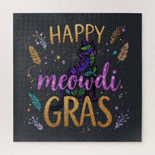 Puzzle Mardi Gras con gato (Vertical)