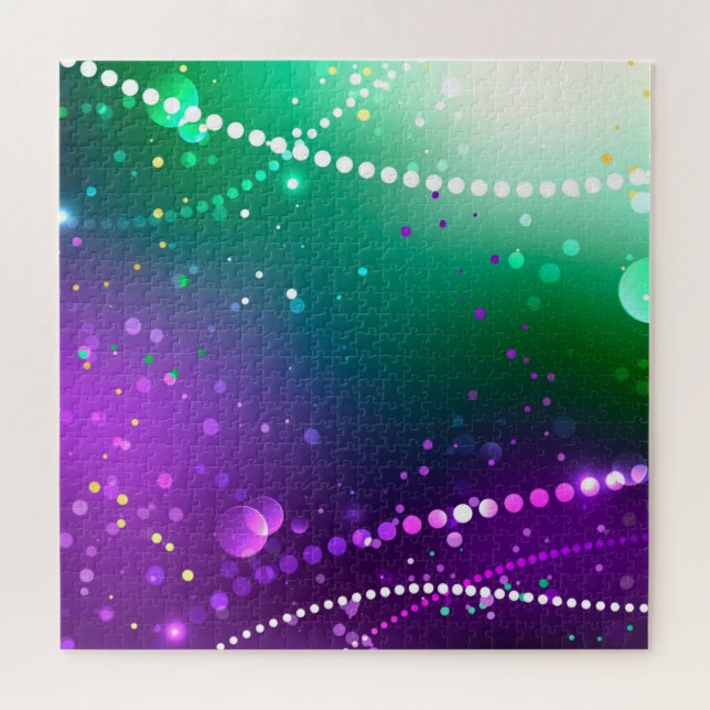 Puzzle Mardi Gras Festive Purple Background (Horizontal)