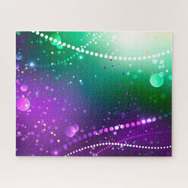 Puzzle Mardi Gras Festive Purple Background (Horizontal)