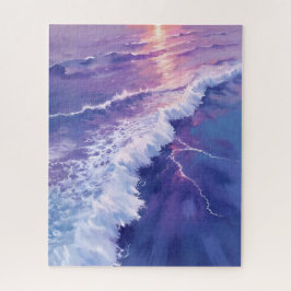 Puzzle Marea Púrpura | Pintura Acuarela de Olas del Océan