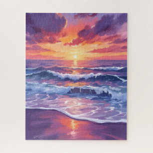 Puzzle Marea Violeta   Olas del Océano de la Puesta del S