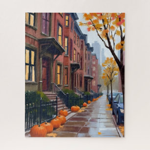 Puzzle Marenas de otoño de Boston en acuarela de calabaza