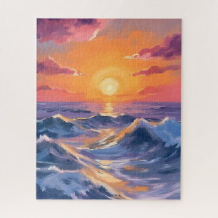 Puzzle Mares Rocosos Olas Oceánicas Pintura Acuarela Mar