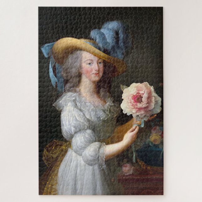 Puzzle María Antonieta con flor de anemona rosa (Vertical)