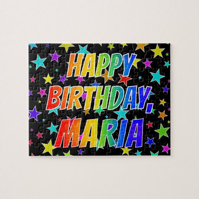 Puzzle "MARIA" Nombre, Diversión "FELIZ CUMPLEAÑOS" (Horizontal)