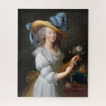 Puzzle Marie Antoinette con un rosa<br><div class="desc">Marie Antoinette con un retrato de Marie Antoinette,  rosa de 1783,  que fue criticada por mostrar lo que se describió como un atuendo inapropiado e informal para una reina; en respuesta a las críticas,  fue pintada de nuevo con la reina con un vestido de seda azul.</div>