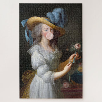 Puzzle Marie Antoinette soplando un chicle rosa