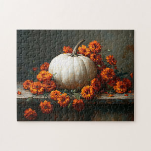 Puzzle Marigoles Naranja de calabaza blanca