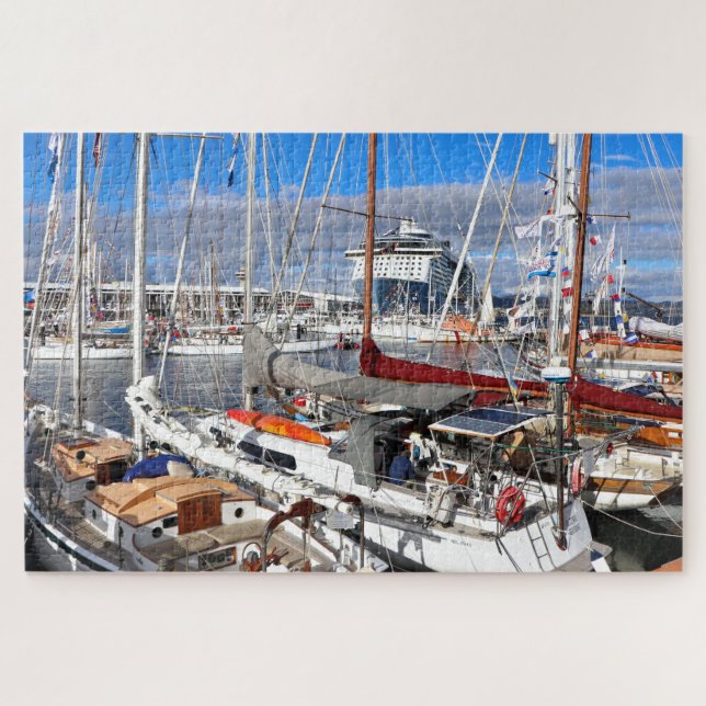 Puzzle Marina de barcos de madera, Hobart, Tasmania, Aust (Horizontal)