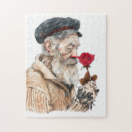 Puzzle Marinero sosteniendo rosa roja en Romantisailor; b