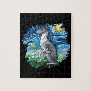 Puzzle Marioneta Greyhound Italiano Starry Night Dog Art