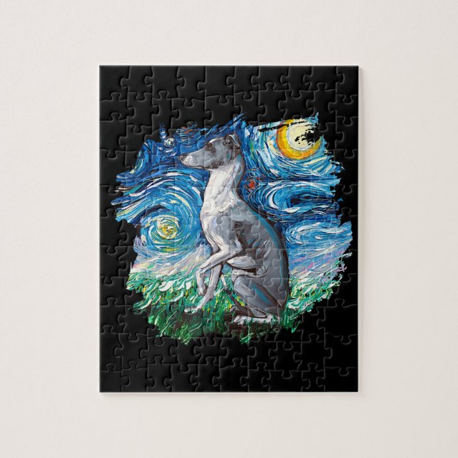 Puzzle Marioneta Greyhound Italiano Starry Night Dog Art (Vertical)