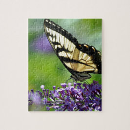 Puzzle Mariposa amarilla y negra en lavanda
