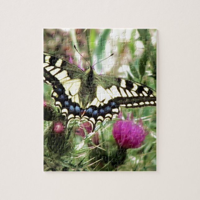 Puzzle Mariposa amarillo pálido y azul (Vertical)
