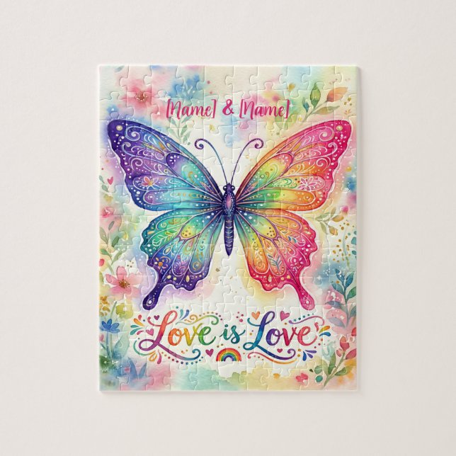 Puzzle Mariposa Arcoíris Acuarela "El amor es amor" (Vertical)