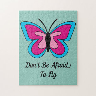 Puzzle Mariposa azul magenta rosa Añadir texto