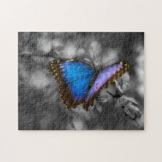 Puzzle Mariposa azul púrpura (Horizontal)