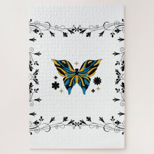 Puzzle Mariposa Crepuscular – Armonía de Contraste Floral