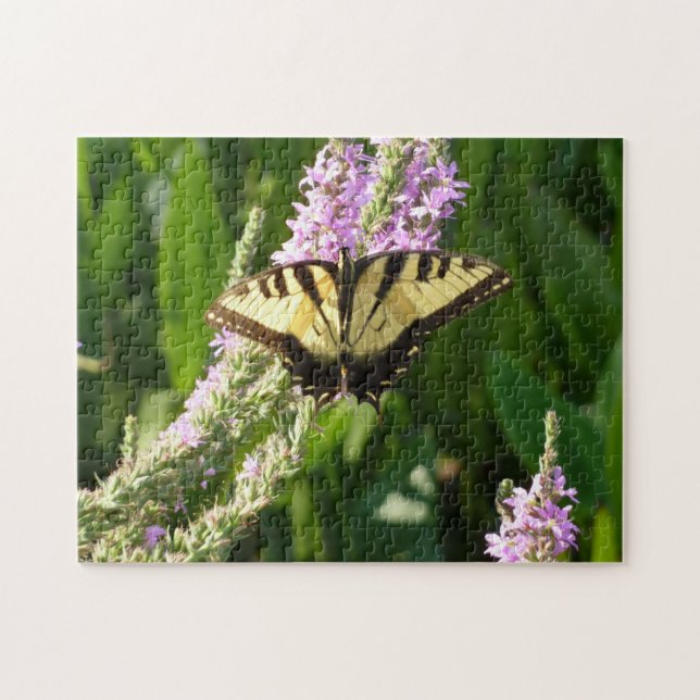 Puzzle Mariposa de cola cruda sobre flores silvestres mor (Horizontal)