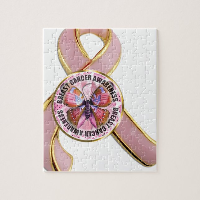 Puzzle Mariposa de la conciencia del cáncer de pecho (Vertical)