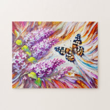 Mariposa de madera escarpada con Lilac en pintura