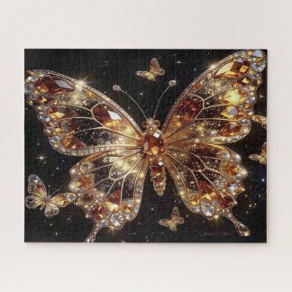 Puzzle Mariposa de topacio enjoyada sobre negro 