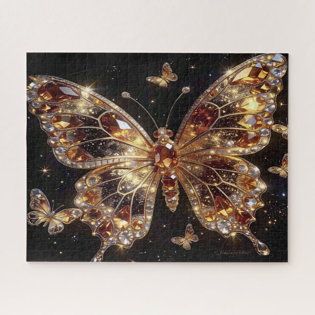 Puzzle Mariposa de topacio enjoyada sobre negro  (Horizontal)