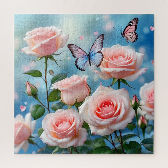 Puzzle Mariposa En Flor Rosa (Vertical)